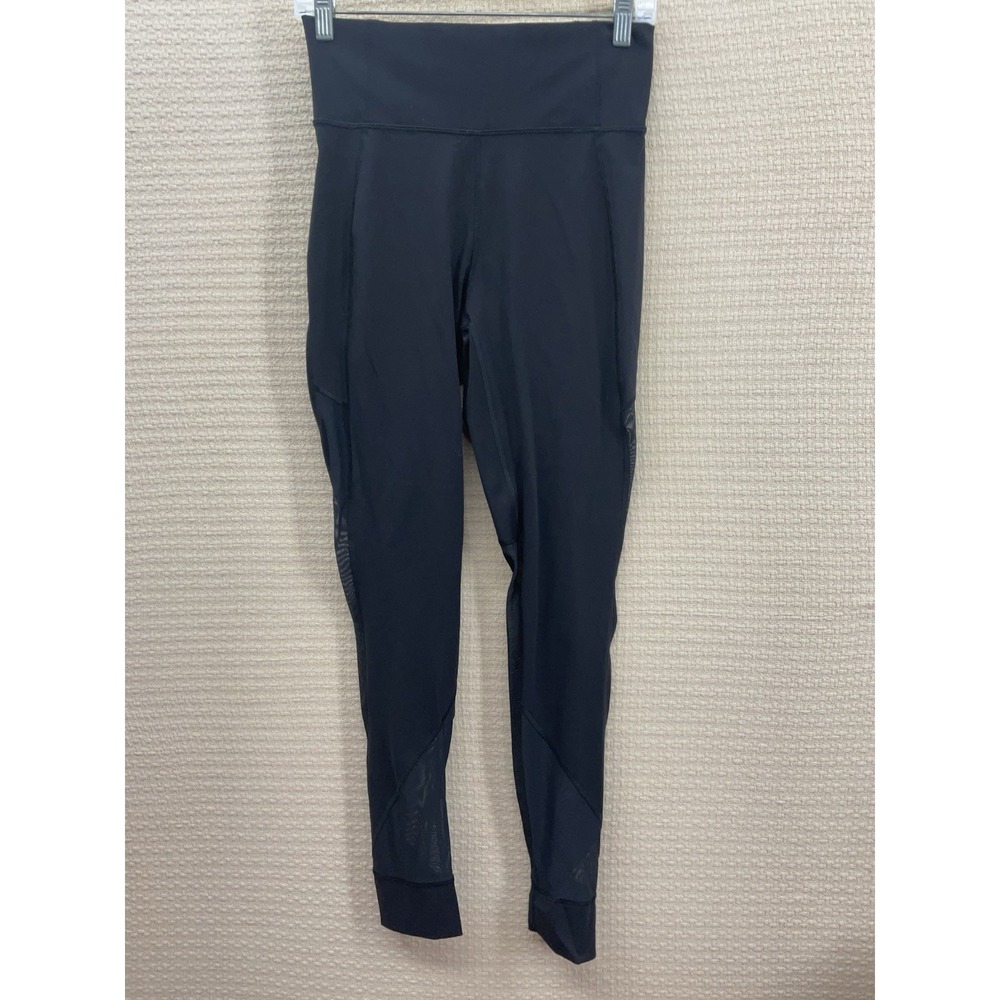 Lululemon Clear The Court Leggings Women's Size 8 Black High Rise Mesh Vented